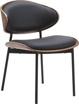 OHNO Furniture Milton - Houten Eetkamerstoel met Leer - Zwart