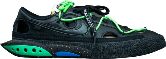 Nike Blazer Low Off-White Black Electro Green - DH7863-001 - Maat 45 - Wit - Schoenen