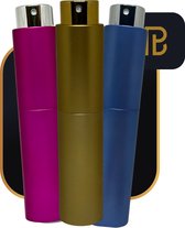 PerfumeBuddy® - Bestsellers Set - Parfum Verstuiver - 10ML - Navulbaar - Reisflesje - Mini Parfum Flesje - Goud, Blauw & Roze