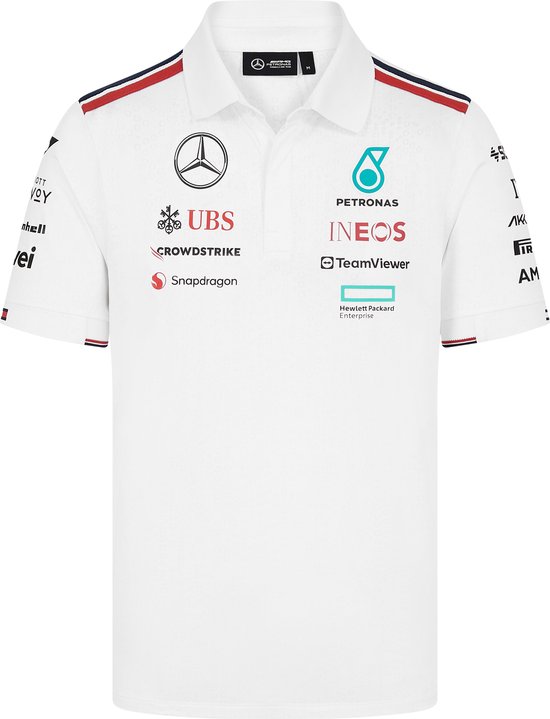 Mercedes Teamline Polo Wit 2024 XL - Lewis Hamilton - George Russel - Formule 1