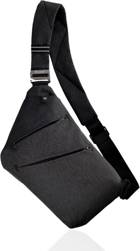 Schoudertas met meerdere zakken, schoudertassen met grote capaciteit, Crossbody Sling Bag, anti-diefstal borsttas, borsttas voor heren, voor buitenreizen, wandelen, Zwart 5.0, Zwart 5.0