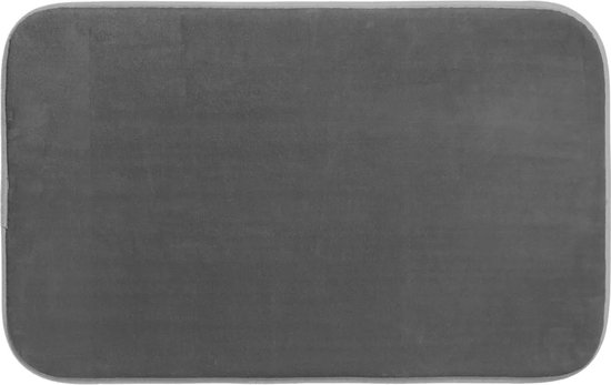 5Five Badkamerkleedje/badmat tapijt - memory foam - donkergrijs - 48 x 80 cm - anti slip mat
