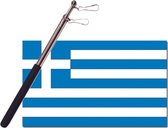 Landen vlag Griekenland - 90 x 150 cm - met compacte draagbare telescoop vlaggenstok - zwaaivlaggen