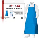 TronicXL – afwasbare short, 130cm, Berenschorten folie - schort geschikt voor laboratorium/chirurgie/dokters/slagers/schortjas wasbaar - blauw