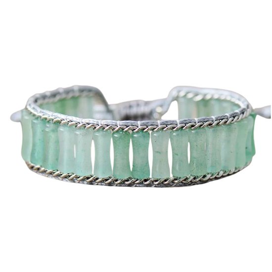 Marama - armband Aventurijn Turquoise - vegan - dames armband - edelsteen - cadeautje voor haar - verstelbaar - one size fits all