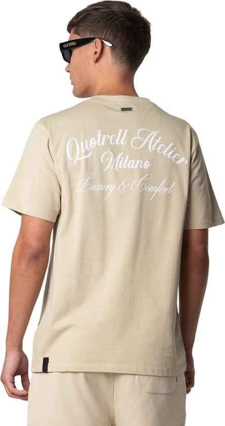 Quotrell - ATELIER MILANO T-SHIRT - TAUPE/OFF WHITE - M