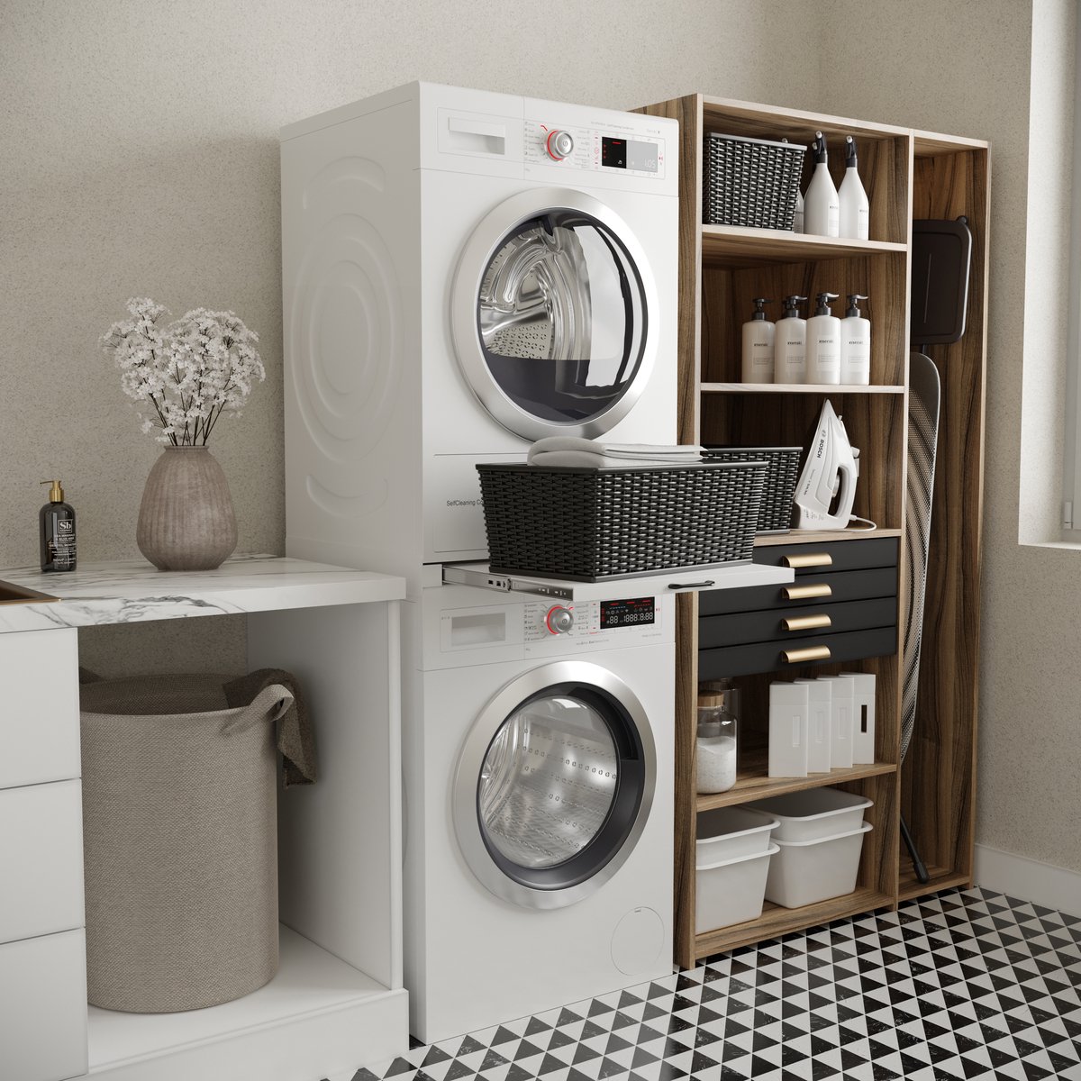 Wasophoogte® Tussenstuk wasmachine droger - Stapelkit wasmachine droger - Tussenkader - Geschikt voor elk type - Wit — afbeelding 4