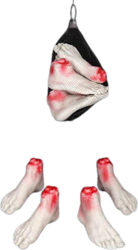 Afgehakte voeten met bloed 4 stuks