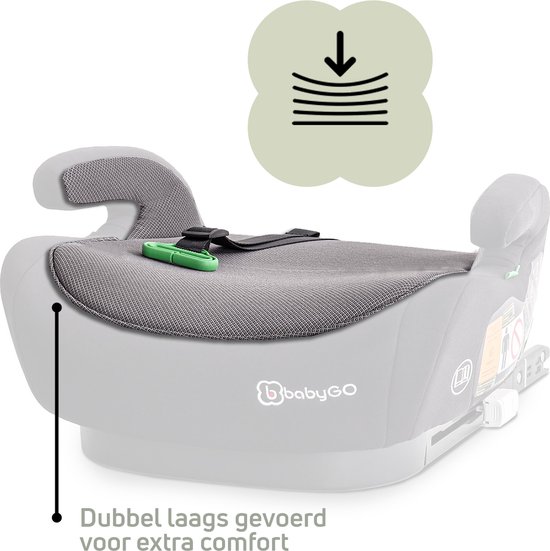 BabyGO autostoel Booster - Zitverhoger Bursa IV - i-Size - isofix bevestiging - Zwart (125 - 150cm) - BabyGO