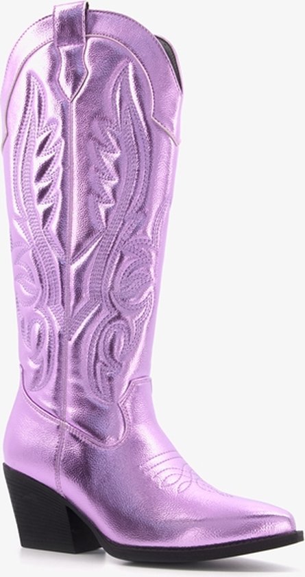 Blue Box dames cowboy western boots paars metallic - Maat 40