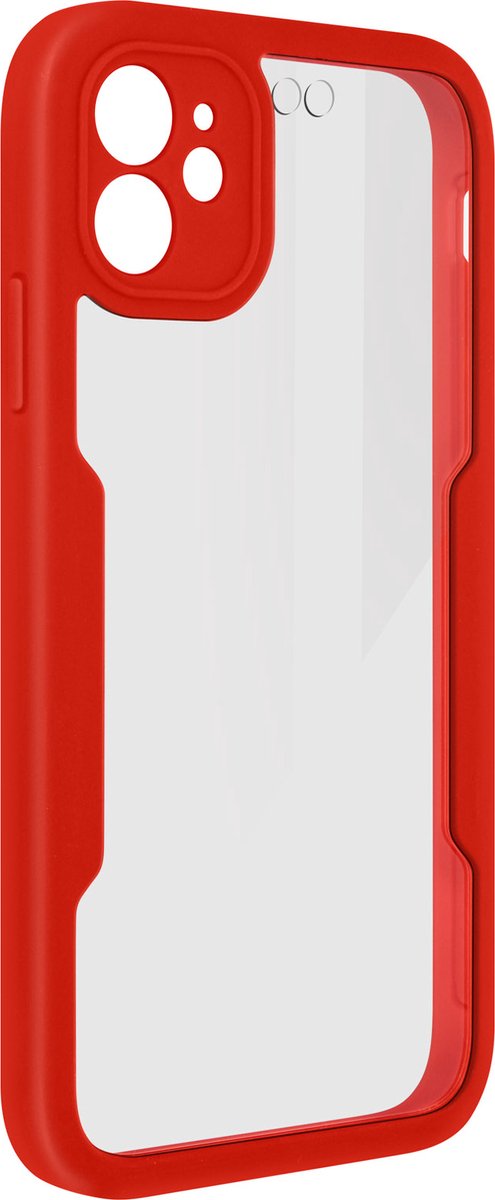 Geschikt voor iPhone 12 / 12 Pro integrale hoes Achterkant plexiglas omtrek rood