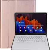 Bluetooth Toetsenbord geschikt voor Samsung Galaxy Tab A7 Lite (2021) Toetsenbord & Hoes - QWERTY Keyboard case - Auto/Wake functie - Rosé-Goud