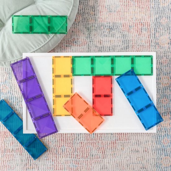 CONNETIX - Magnetisch Tegels - Regenboog Rechthoekige Verpakking - 18 Stuks - Magnetisch Speelgoed