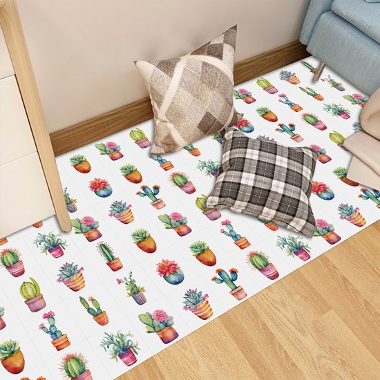 Ulticool Décoration carrelages Autocollant - Cactus Plante en Pot - 15x15 cm - 15 pièces Autocollants de Carrelage en Film Adhésif Stickers muraux - Carrelage Autocollant - Sticktiles - Salle de Bain - Cuisine