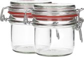 2x Glazen Weckpot 255 ml - Rond & Transparant - Inmaakpotten, Mason Jar, Weckpotten met Deksel, Confituurpotten - Hervulbaar - Glas - 2 Potten