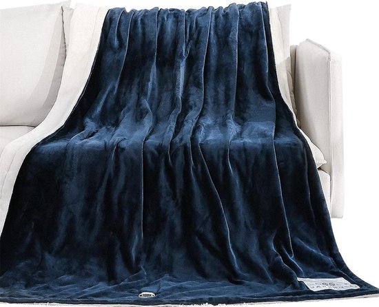 D&B Elektrische deken - Luxe - Verwarmde deken - Flanel - 4 Verwarmingsstanden - Automatische uitschakeling - 180 x 130 cm - Kleur Blauw