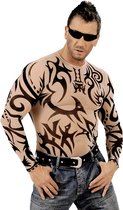 Widmann -Tattoo Shirt Stam, Man - zwart,beige - Medium / Large - Carnavalskleding - Verkleedkleding