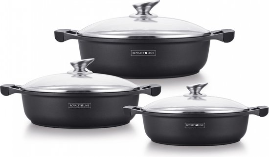 Cheffinger Soeppan 32 cm - Diepe Braadpan met Marmeren Coating - Zwart