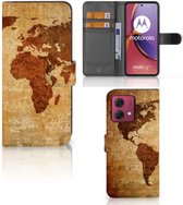 Telefoonhoesje Geschikt voor Motorola Moto G84 Wallet Bookcase Wereldkaart