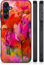 Silicone Case Geschikt voor Samsung Galaxy A15 Smartphone Hoesje met Zwarte rand Tulips