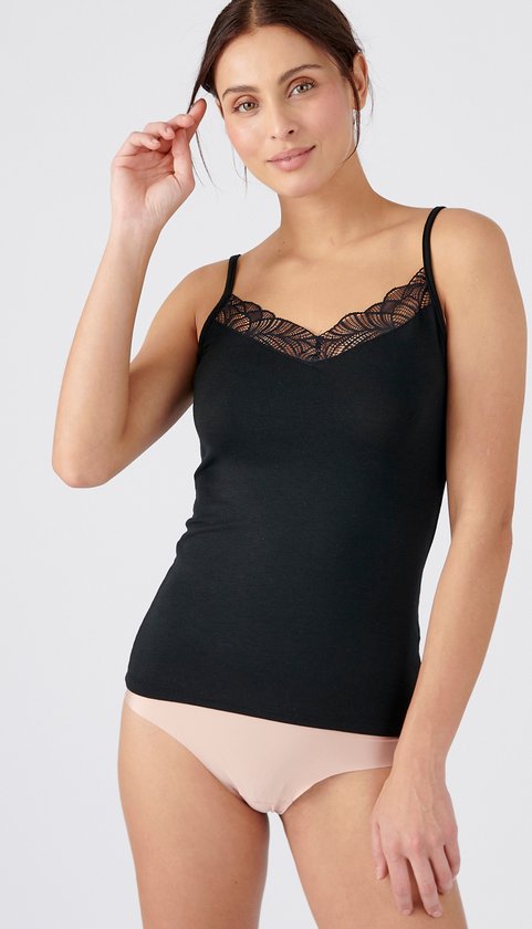 Damart - Top avec dentelle - Femme - Zwart - M
