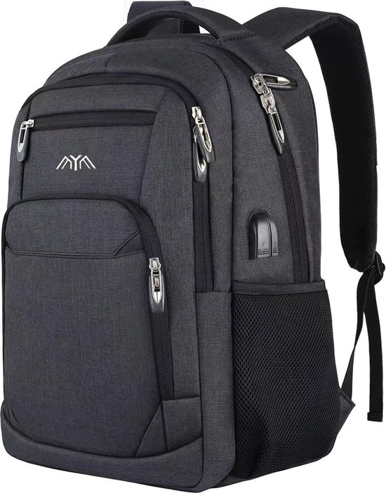 kadilong 17,3 inch geïsoleerde rugzakken met koelvak, grote reisrugzak voor TSA-laptop met USB-poort voor mannen en vrouwen, Zwart, 17.3
