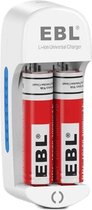 Chargeur de batterie EBL avec 2 piles rechargeables 18650 - Chargeur de batterie avec batterie rechargeable au lithium 3,7 V 3000 mAh