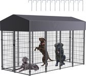 Luxe Hondenhok Buiten en Binnen - Kattenhuis voor Buiten - Hondenbench Grote Honden - 250x120cm - RVS - Zwart