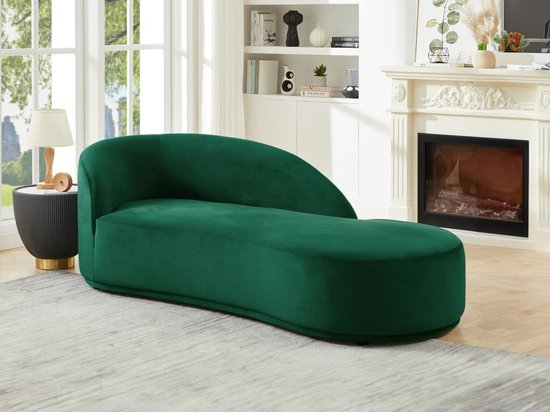 PASCAL MORABITO Rechtse chaise longue met bekleding in groen fluweel – LONIGO van Pascal Morabito L 220 cm x H 76 cm x D 91 cm