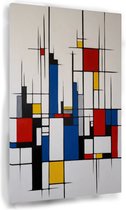 Skyline Piet Mondriaan stijl - Piet Mondriaan schilderijen - Schilderijen skyline - Muurdecoratie kinderkamer - Canvas schilderijen - Schilderijen - 50 x 70 cm 18mm