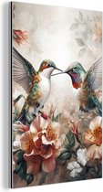 Décoration murale Métal - Peinture Aluminium Industriel - Colibri - Vogels - Fleurs - Nature - 40x60 cm - Dibond - Photo sur aluminium - Décoration murale industrielle - Pour le salon/chambre