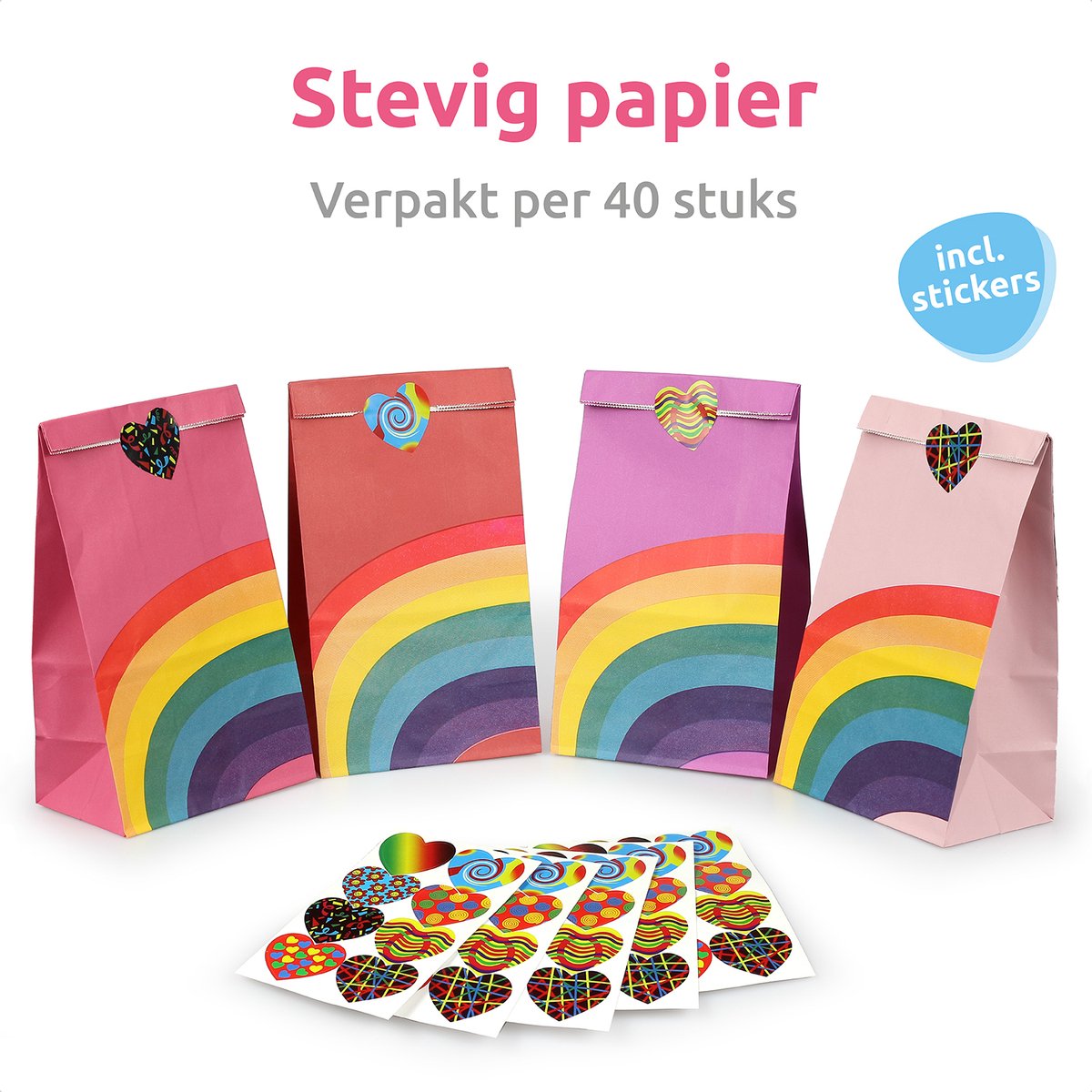 Isa's Friends® Uitdeelzakjes + Stickers - Regenboog - 40 stuks - Stevig Papier - Traktatie zakjes - Cadeauzakjes - Uitdeelzakjes Kinderfeestje — afbeelding 10