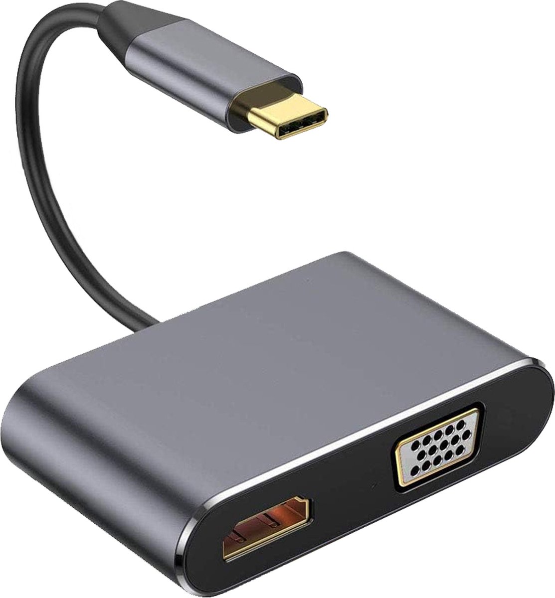 2-in-1 Video Converter - USB-C (m) naar HDMI+VGA (D-Sub) (v) - Grijs