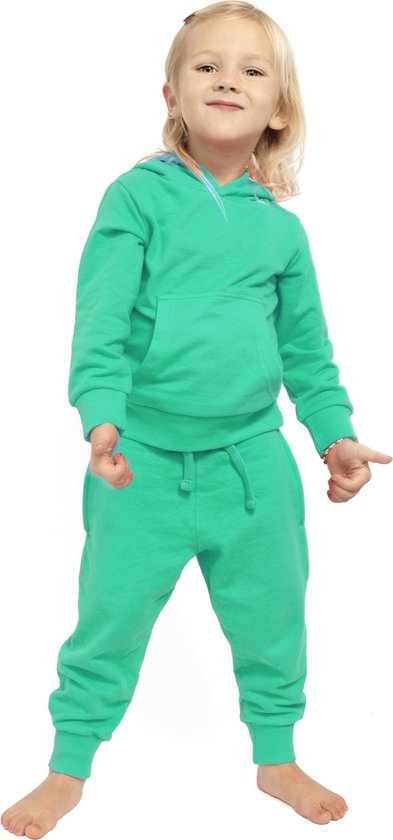 Costume de jogging filles, costume de maison filles, survêtement filles, couleur vert vif - Taille 122/128