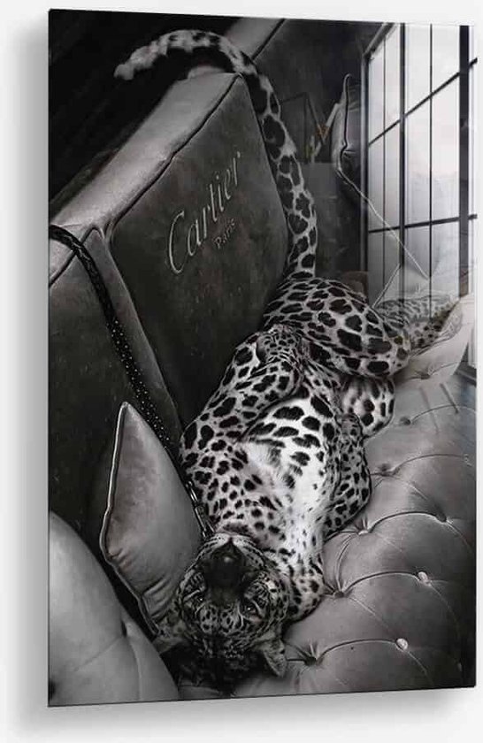 Wallfield™ - Luxury Jaguar | Glasschilderij | Gehard glas | 60 x 90 cm | Magnetisch Ophangsysteem