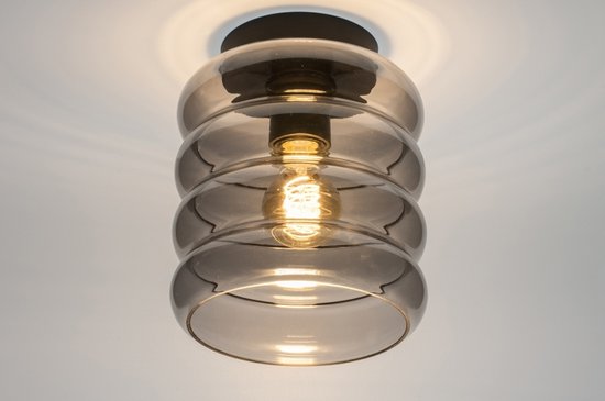Lumidora Plafondlamp 31053 - Plafonniere - NAPELS - E27 - Zwart - Grijs - Metaal - ⌀ 19 cm