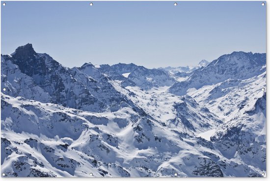 Muurdecoratie Alpen - Berg - Sneeuw - 180x120 cm - Tuinposter - Tuindoek - Buitenposter