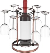 Wijnglashouder, tafelblad, staande rode wijnglazen, wijnrek, metaal, afneembare glashouder, steelglazen, kelk, voor keuken, bar, restaurant, tafel, decoratie, met 6 sleuven, brons