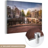 MuchoWow® Glasschilderij 120x80 cm - Schilderij acrylglas - De Keizersgracht in Amsterdam in de herfst - Foto op glas - Schilderijen