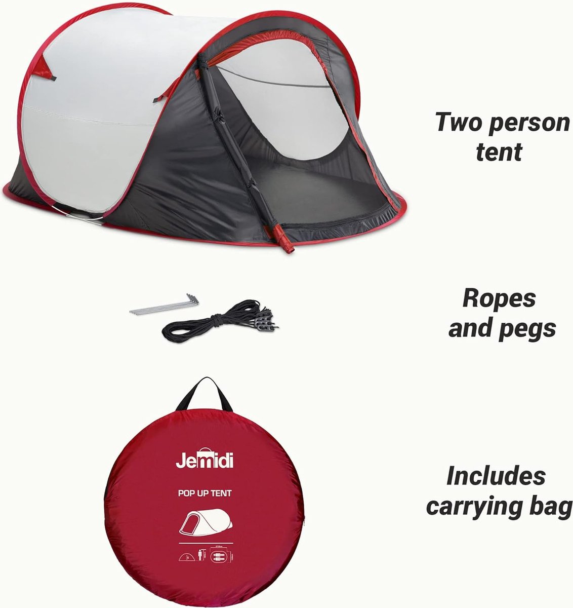 Tente De Camping Pop-up Bestlivings Pour 1-2 Personnes | Imperméable & Légère (1.2kg) - Noir
