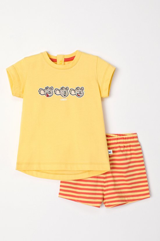 Woody - Baby Meisjes Pyjama - Geel - 6 maand