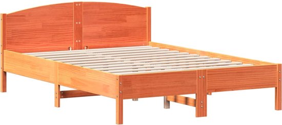 vidaXL - Bedframe - met - hoofdbord - massief - grenenhout - wasbruin - 160x200 - cm