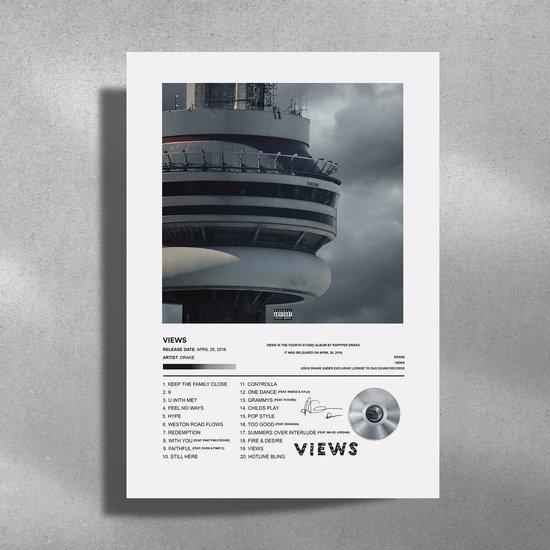 Drake - Views - Metalen poster 30x40cm - album cover