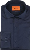 Suitable - Satin Overhemd Navy - Heren - Maat 39 - Slim-fit