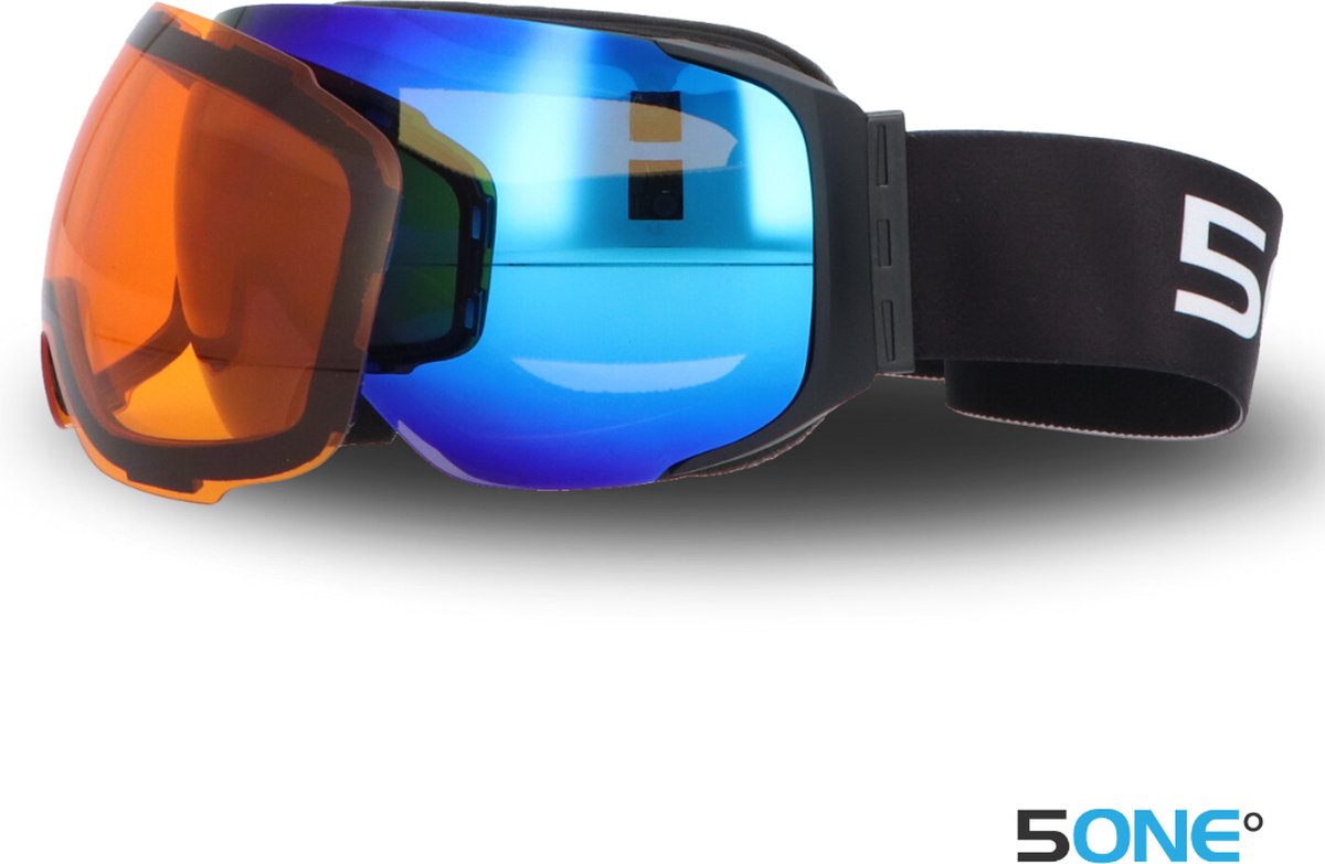 5one® Alpine 9 - Skibril met 2 Verwisselbare Lenzen - Blauw en Oranje