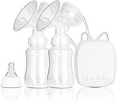 Bol.com Borstkolf electrisch dubbel - Borstkolf dubbel - fles inbegrepen – draagbaar – stil – USB-poort (wit) - Pak van 2 aanbieding