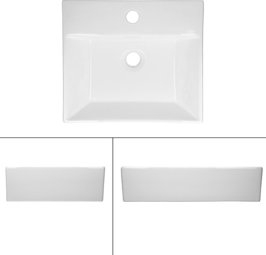 Wastafel rond 400x400x135 mm, wit, keramiek - incl. afvoergarnituur