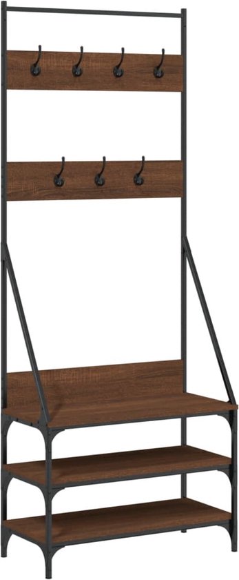 vidaXL Kledingrek met schappen 106x34x102 cm bamboe, kapstok, kapstok met plank, bamboe kledingrek, kleerhangerrek, kledingrek met plank