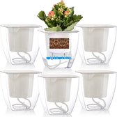4" Plastic zelfwater gevende bloempot met drainagelonttouw Kleine Afrikaanse paarse potten voor binnen, buiten, tuin of raam