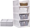 Set van 4 opvouwbare kledingkast-organizer, ladebox, stapelbare opbergdozen, plastic organizer, rek, kast voor kleding, slaapkamer, keuken, badkamer, wit
